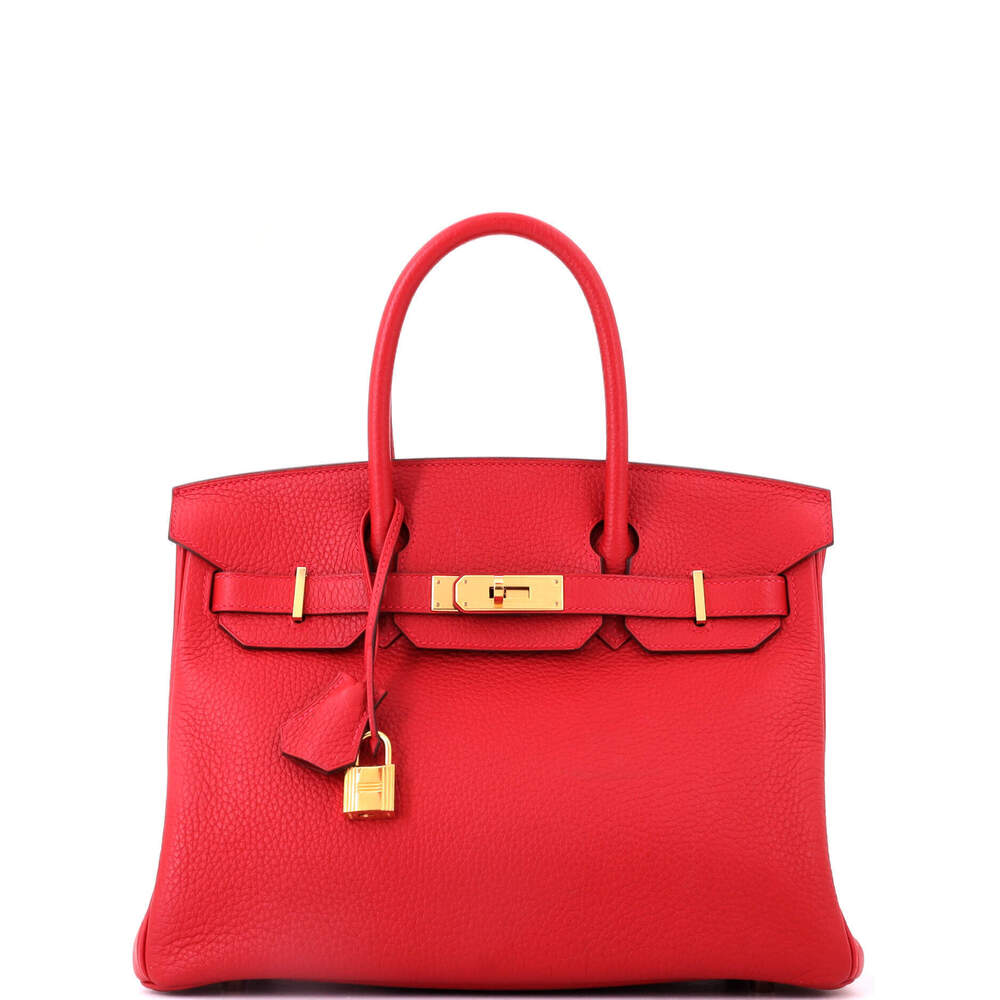 Hermes Birkin 30 Red Clemence with Gold Hardware